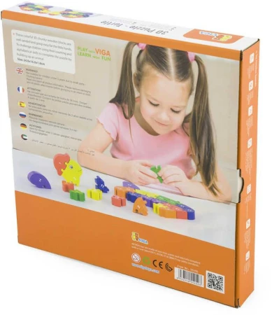 DŘEVO 3D Puzzle skládačka želva 24cm s abecedou 26 dílků v krabici