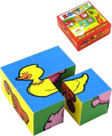 DŘEVO Baby kostky obrázkové set 4ks kubus zvířátka (dřevěná hračka)