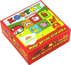 DŘEVO Baby kostky obrázkové set 4ks kubus zvířátka (dřevěná hračka)