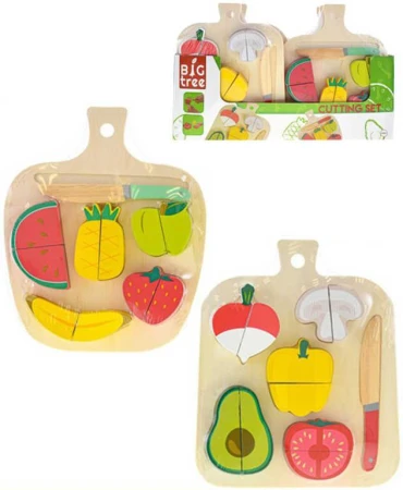 DREVO Baby krájajúce ovocie / zelenina na suchý zips set s nožíkom 2 druhy DREVO Baby krájajúce ovocie / zelenina na suchý zips set s nožíkom 2 druhy