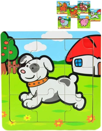 DŘEVO Baby puzzle moje první zvířátka 9 dílků na desce různé druhy DŘEVO Baby puzzle moje první zvířátka 9 dílků na desce různé druhy