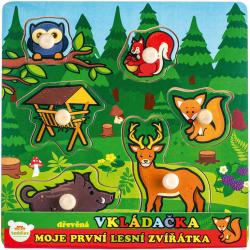 DŘEVO Baby vkládačka lesní zvířátka puzzle s úchyty (dřevěná hračka)