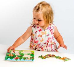 DŘEVO Baby vkládačka lesní zvířátka puzzle s úchyty (dřevěná hračka)