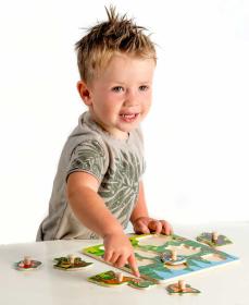 DŘEVO Baby vkládačka lesní zvířátka puzzle s úchyty (dřevěná hračka)