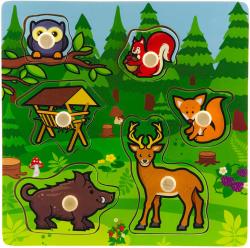 DŘEVO Baby vkládačka lesní zvířátka puzzle s úchyty (dřevěná hračka)