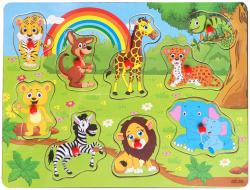 DŘEVO Baby vkládačka zvířátka ZOO 9 dílků s úchyty (dřevěná hračka)
