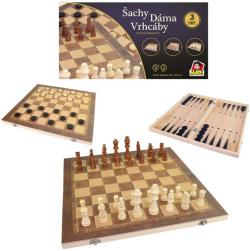 DŘEVO Hra Šachy Dáma Backgammon 30x30cm 3v1 (společenská hra) DŘEVO Hra Šachy Dáma Backgammon 30x30cm 3v1 (společenská hra)