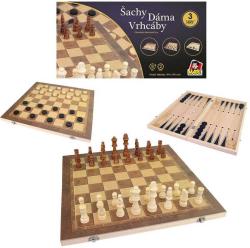 DŘEVO Hra šachy dáma backgamon 3v1 (společenská hra)