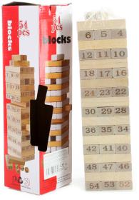 DŘEVO Hra Věž Jenga s čísly natur 54 dílků (společenská hra)