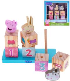 DŘEVO Kostky baby navlékací Peppa Pig 9 dílků (dřevěná hračka)