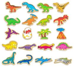 DŘEVO Magnetky dinosauři set 20ks v boxu (dřevěná hračka)