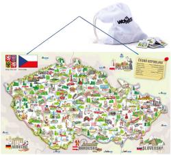 DŘEVO Mapa ČR magnetická 3v1 puzzle + společenská hra + didaktická pomůcka DŘEVO Mapa ČR magnetická 3v1 puzzle + společenská hra + didaktická pomůcka