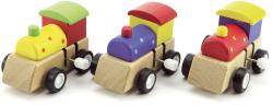 DŘEVO Mašinka barevná na klíček 7cm 3 barvy (dřevěná hračka)