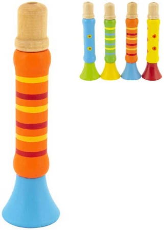 DŘEVO Píšťalka barevná trumpetka 12cm 4 barvy (dřevěná hračka) DŘEVO Píšťalka barevná trumpetka 12cm 4 barvy (dřevěná hračka)