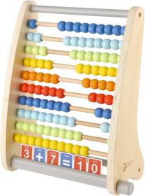 DŘEVO Počítadlo 100 kuliček s kartičkami s číslicemi (dřevěná hračka)
