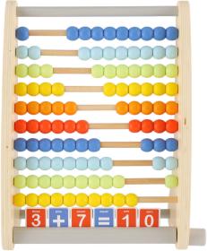 DŘEVO Počítadlo 100 kuliček s kartičkami s číslicemi (dřevěná hračka)