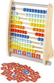DŘEVO Počítadlo 100 kuliček s kartičkami s číslicemi (dřevěná hračka)