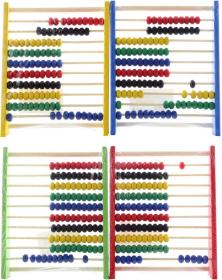 DŘEVO Počítadlo stojanové kuličkové 4 barvy(dřevěná hračka)