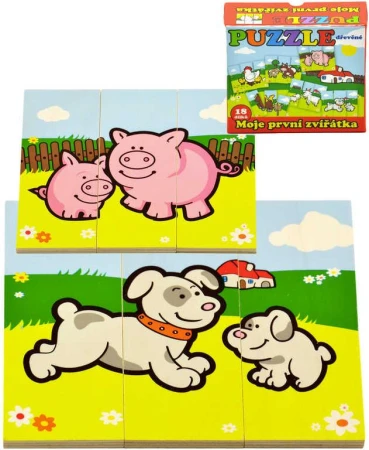 DŘEVO Puzzle 18 ks ZVÍŘÁTKA (dřevěná hračka) DŘEVO Puzzle 18 ks ZVÍŘÁTKA (dřevěná hračka)