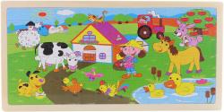 DŘEVO Puzzle farma 96 dílků skládačka na desce (dřevěná hračka)