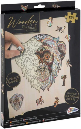 DREVO Puzzle obrysové na doske Opica 133 dielikov set skladačka so stojanom DREVO Puzzle obrysové na doske Opica 133 dielikov set skladačka so stojanom