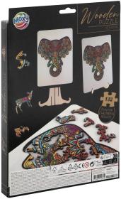 DŘEVO Puzzle obrysové na desce Slon 132 dílků set skládačka se stojánkem