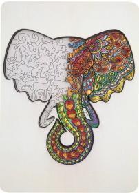 DŘEVO Puzzle obrysové na desce Slon 132 dílků set skládačka se stojánkem