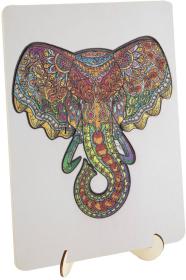 DŘEVO Puzzle obrysové na desce Slon 132 dílků set skládačka se stojánkem