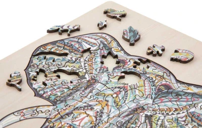 DŘEVO Puzzle obrysové na desce Slon 137 dílků set skládačka se stojánkem