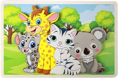 DŘEVO PUZZLE Zvířátka 3D vkládací 8 dílků na desce (dřevěná hračka) DŘEVO PUZZLE Zvířátka 3D vkládací 8 dílků na desce (dřevěná hračka)