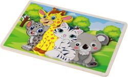 DŘEVO PUZZLE Zvířátka 3D vkládací 8 dílků na desce (dřevěná hračka)