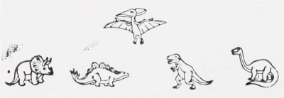 DŘEVO Razítka 3cm dřevěná 5+1 s poduškou Dinosauři na kartě