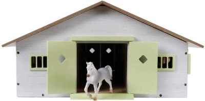 DŘEVO Stáj pro koně 62x43x22cm růžová 1:32 (dřevěná hračka)