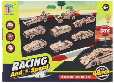 DŘEVO Stavebnice 3D auto set 4ks 2 druhy DŘEVENÉ HRAČKY