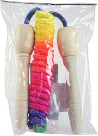 DŘEVO Švihadlo dětské 2m žíhané duhové holčičí v sáčku DŘEVO Švihadlo dětské 2m žíhané duhové holčičí v sáčku