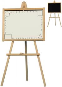 DREVO Tabuľa školská stojanová biela na písanie fixky / magnetická 2v1