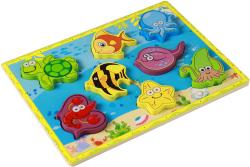DŘEVO Vkládačka baby 3D puzzle vkládací na desce podmořský svět 8 dílků
