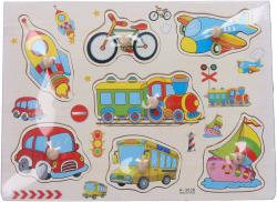 DŘEVO Vkládačka dopravní prostředky puzzle 7 dílků s úchyty na desce