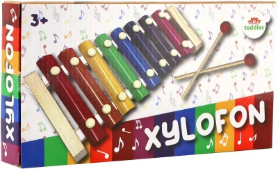 DŘEVO Xylofon dětský + 2 paličky 8 kláves (hudební nástroje)
