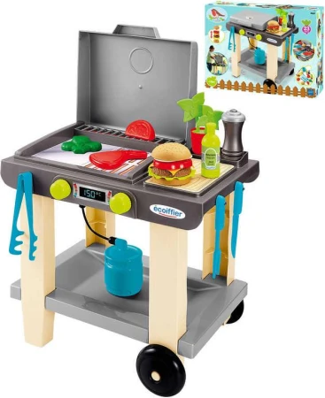 Ecoiffier Baby gril zahradní plynový se stolečkem set s doplňky plast Ecoiffier Baby gril zahradní plynový se stolečkem set s doplňky plast