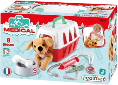 Ecoiffier Baby kufřík pro veterináře set přepravní box s pejskem a lékařskými nástroji