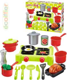 Ecoiffier Baby vařič velký plastový set 21ks s nádobím a potravinami v krabici Ecoiffier Baby vařič velký plastový set 21ks s nádobím a potravinami v krabici