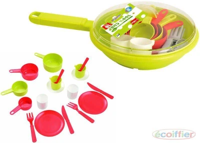 Ecoiffier Dětská sada nádobí set kuchyňský pánev s doplňky PLAST Ecoiffier Dětská sada nádobí set kuchyňský pánev s doplňky PLAST