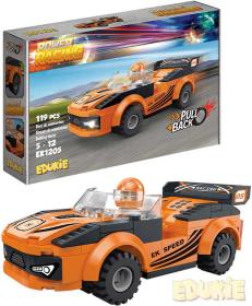 EDUKIE Auto oranžové závodní set 119 dílků + figurka (stavebnice)
