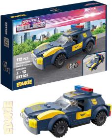 EDUKIE Policejní auto na zpětný chod set 112 dílků + figurka (stavebnice)