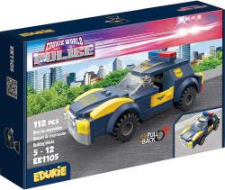 EDUKIE Policejní auto na zpětný chod set 112 dílků + figurka (stavebnice)