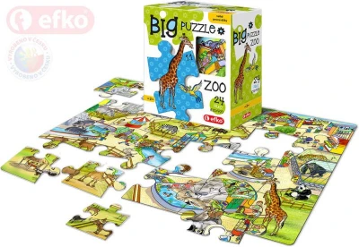 Efko Baby Puzzle BIG V ZOO velké dílky skládačka set 24 dílků 68x47cm v krabici Efko Baby Puzzle BIG V ZOO velké dílky skládačka set 24 dílků 68x47cm v krabici