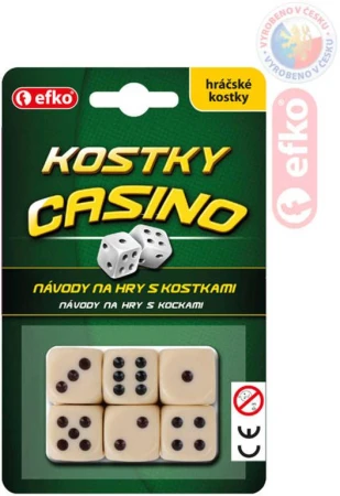 Efko Hra kocky hracie kasíno keramické slonovinová sada 6ks na karte Efko Hra kocky hracie kasíno keramické slonovinová sada 6ks na karte