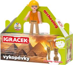Efko IGRÁČEK Archeoložka figurka egyptské vykopávky sarkofág a soška Nefertiti