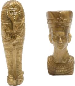 Efko IGRÁČEK Archeoložka figurka egyptské vykopávky sarkofág a soška Nefertiti